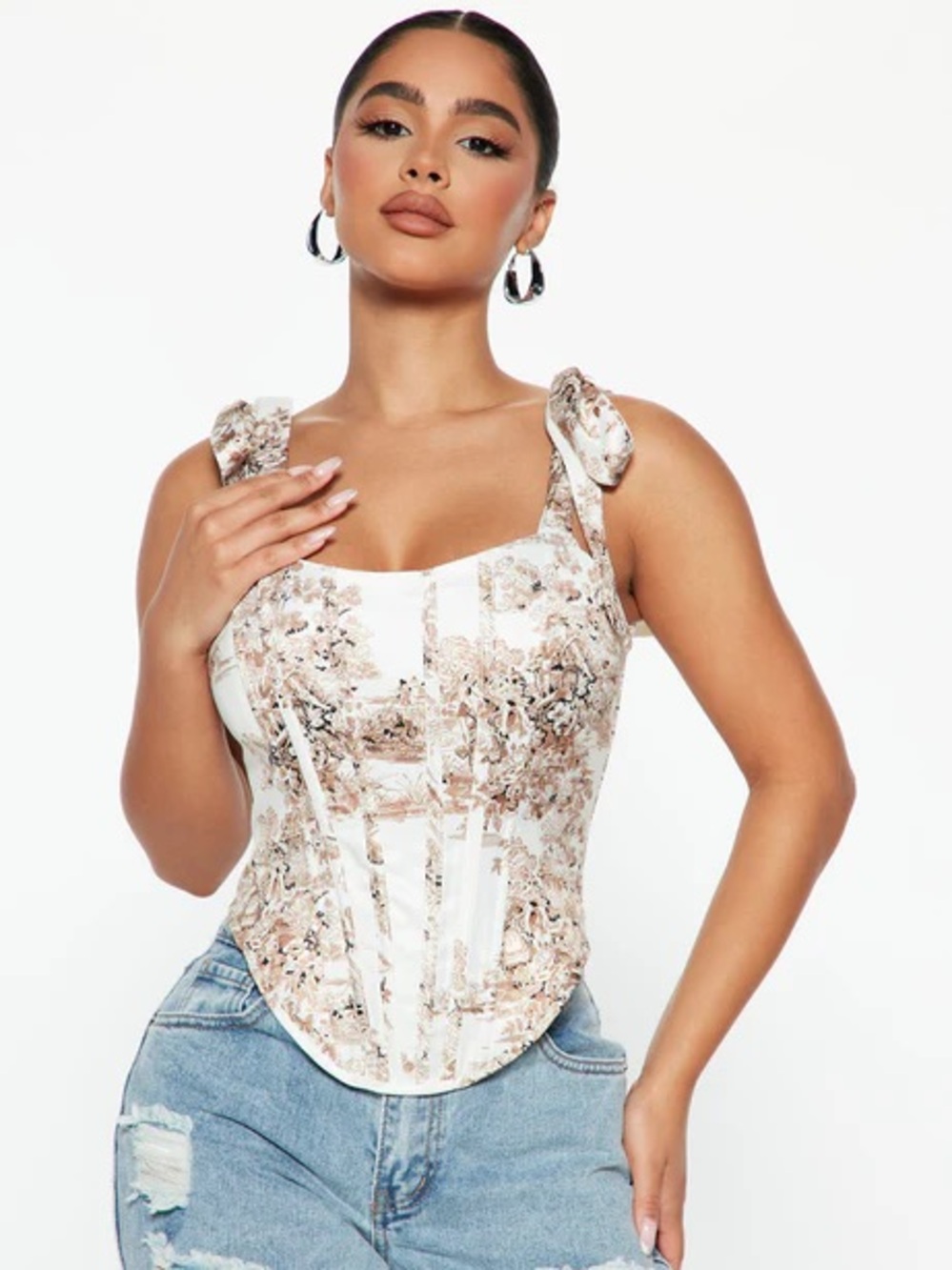 Fashion Nova Something Special Corset Top - Ivory/combo size XL NWT